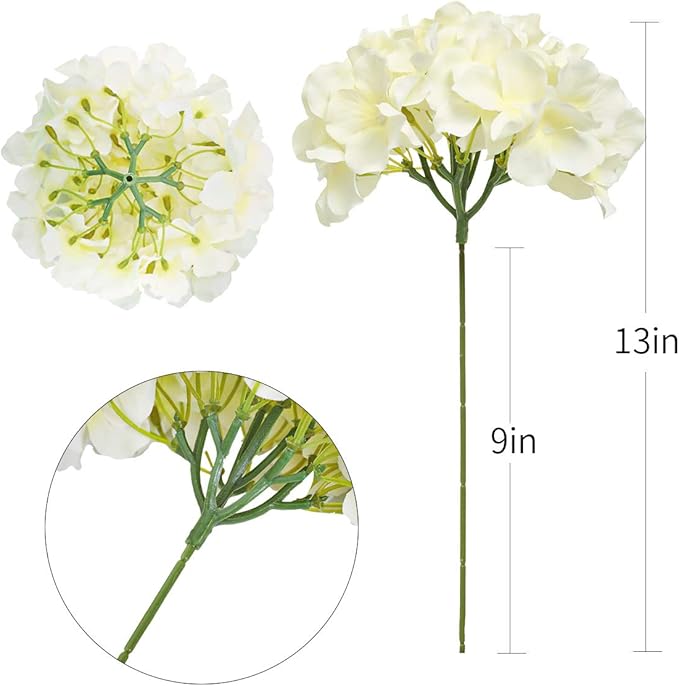 Tifuly Hydrangea Artificial Flowers with Stems 12pcs Fake Hydrangea Silk Flowers Faux Hydrangea Flowers Heads for Wedding Centerpiece Home Party Baby Shower Decor（Off White）-Ruum Studio Home
