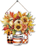 Thanksgiving Welcome Door Sign Pumpkin Hanging Decor Fall Wooden Sign Autumn Decorations, Outdoor Farmhouse Porch, Autumn Harvest Thanksgiving Home Decorations, Housewarming Gift-Ruum Studio Home