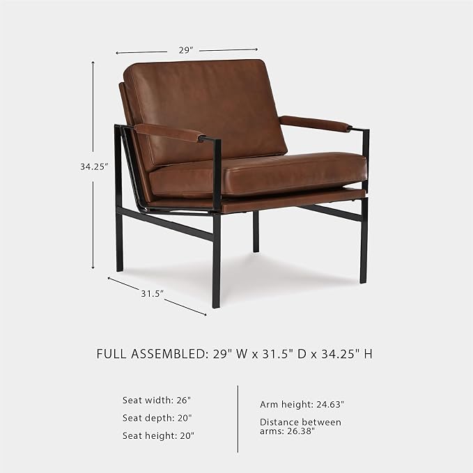 Signature Design by Ashley Puckman Mid-Century Modern Leather Accent Chair, Brown-Ruum Studio Home
