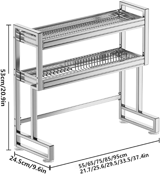 Kitchen Sink Rack Sink Above The Dish Drain Dish Washing Rack Stainless Steel Multifunctional Dish Storage Rack,Over The Sink Drying Rack for Dishes(2,85cm/33.5in)-Ruum Studio Home