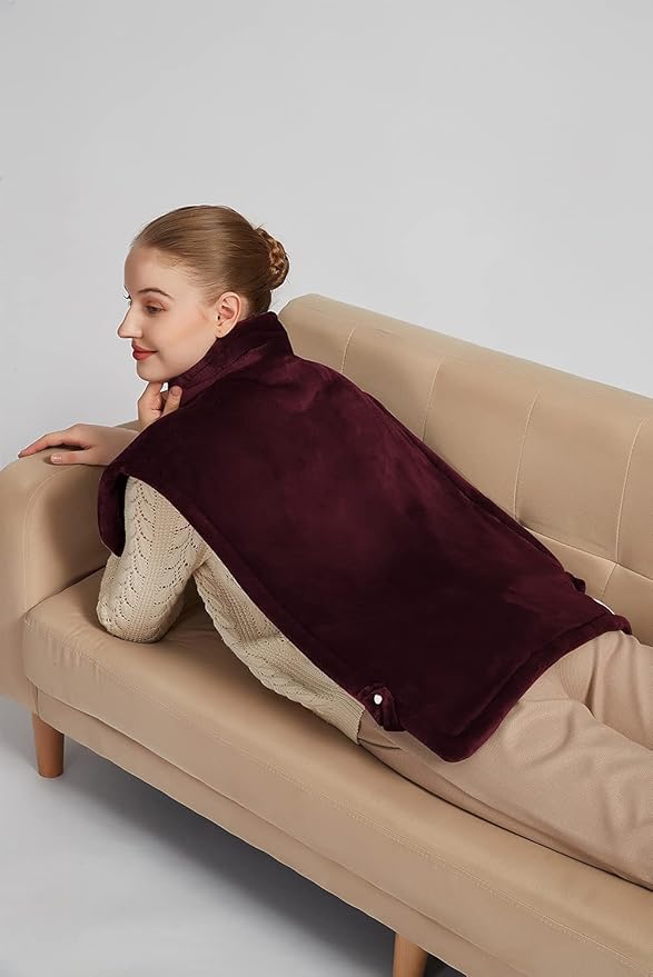 Ruqiji 26" x 35" Neck&Shoulder&Back Heating Pad with Fast-Heating Technology&12 Temperature Settings, Pain Relief for Back/Neck/Shoulders/Menstrual Pain, Christmas Gifts for Women Men Mom Dad(Red)-Ruum Studio Home