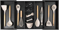 Adjustable Kitchen Drawer Organizer for Utensils and Junk, Food-Safe Contract Grade with 100% Sustainable Wood, Expandable from 19 to 33 Inches Wide - Black Bamboo-Ruum Studio Home