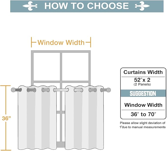 ChrisDowa Small Window Curtains for Kitchen and Bedroom - Grommet Short Thermal Insulated Room Darkening Curtains (2 Panels, Cappuccino, 52 x 36 Inch)-Ruum Studio Home