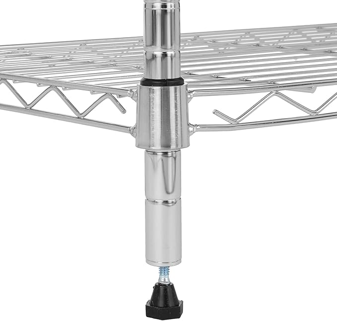 Amazon Basics 3-Shelf Adjustable Heavy Duty Steel Wire Rack Storage Shelving Organizer for Kitchen, Garage, 23.2" L x 13.4" W x 30" H, Chrome-Ruum Studio Home