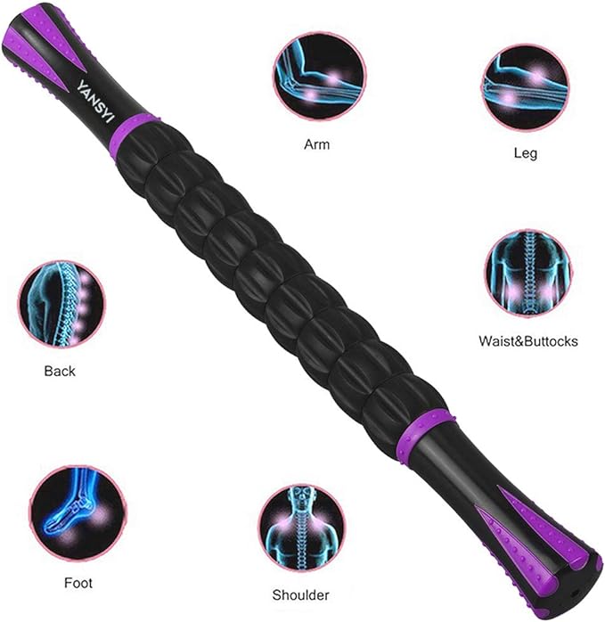 Yansyi Muscle Roller Stick for Athletes - Body Massage Roller Stick - Release Myofascial Trigger Points Reduce Muscle Soreness Tightness Leg Cramps & Back Pain for Physical Therapy & Recovery (Purple)-Ruum Studio Home