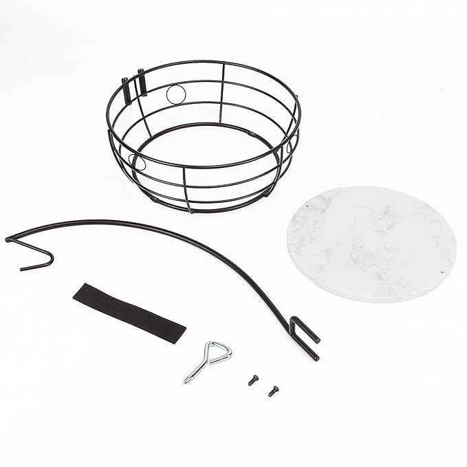 Livabber Countertop Fruit Basket Bowl with Banana Hanger, Modern Standing Fruit Vegetable Bowl Storage, with Banana Tree Holder for Kitchen Dinning Table (Round Marble, Black)-Ruum Studio Home