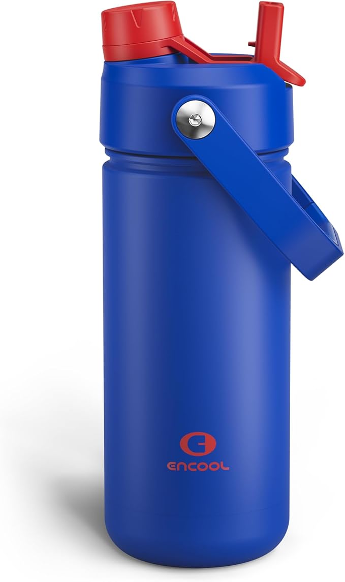 Insulated Water Bottle with Straw Stainless Steel Water Bottle, Leak-Proof, BPA-Free, Double Wall Vacuum Keeps Cold for 24 Hours for Sports, Travel, School (18 oz, Beaucoup Blue)-Ruum Studio Home