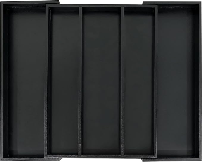 Utoplike Bamboo Drawer Organizer Kitchen Utensils, Adjustable Black Silverware Holder and Cutlery Tray Organiser, Expandable Drawer Divider for Flatware, Knives in Kitchen, Bedroom, Living Room-Ruum Studio Home