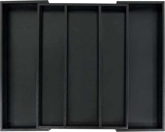 Utoplike Bamboo Drawer Organizer Kitchen Utensils, Adjustable Black Silverware Holder and Cutlery Tray Organiser, Expandable Drawer Divider for Flatware, Knives in Kitchen, Bedroom, Living Room-Ruum Studio Home