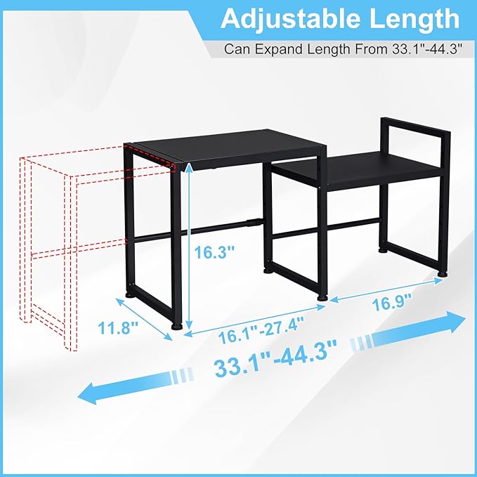 44.3 Inches Expandable Metal Storage Shelves,150LBS Heavy Duty Shelving Units and Storage For Appliance,Adjustable Utility Organization and Storage Shelf Rack For Kitchen Cabinet Closet Garage Pantry-Ruum Studio Home