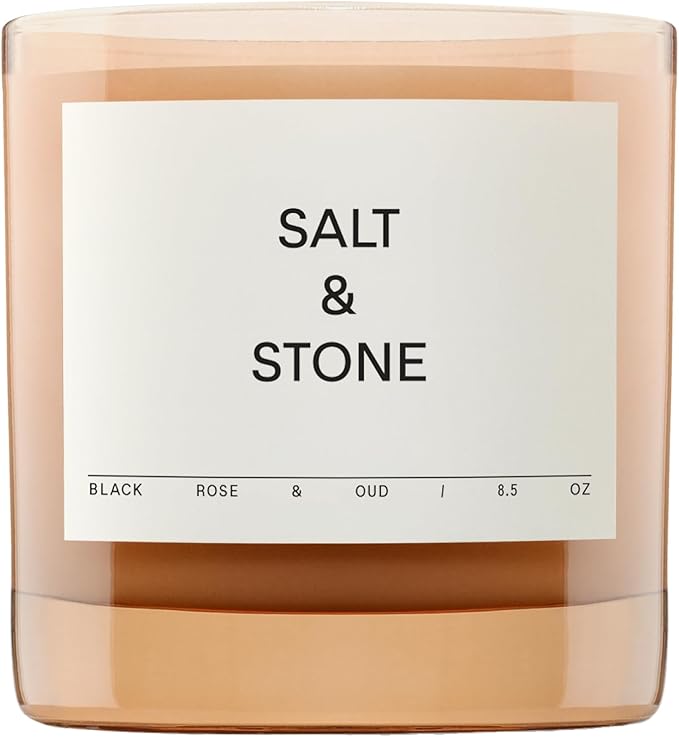 SALT & STONE Scented Candle for Women & Men | Hand-Poured, Aromatic & Fragrant | Coconut & Soy Blend Wax | 100% Cotton Wick | Long-Lasting 50 Hour Burn Time (8.5 oz) (Black Rose & Vetiver)-Ruum Studio Home