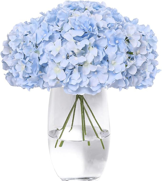 Tifuly Hydrangea Artificial Flowers -12 pcs Realistic Fake Hydrangea Silk Flowers with Stems Faux Hydrangea Flowers Heads for Office Home Party Wedding Centerpiece DIY Floral Decor(Sky Blue)-Ruum Studio Home