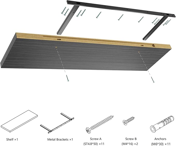 Wall Shelf Set of 2,Dark Wood Floating Shelves 30 in W x 10 in D x 1 in H, Wooden Floating Wall Shelf with Invisible Brackets for Living Room/Bedroom/Bathroom/Kitchen Storage and Decor-Ruum Studio Home