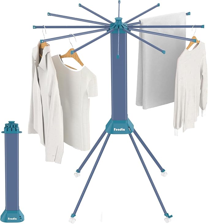 Clothes Drying Rack Foldable & Collapsible Drying Racks with 4-Leg Octopus Design, Large Capacity Space Saving Indoor Drying Rack for Bedroom,Balcony,Laundry for Indoor/Outdoor Use(Grey & Green)-Ruum Studio Home