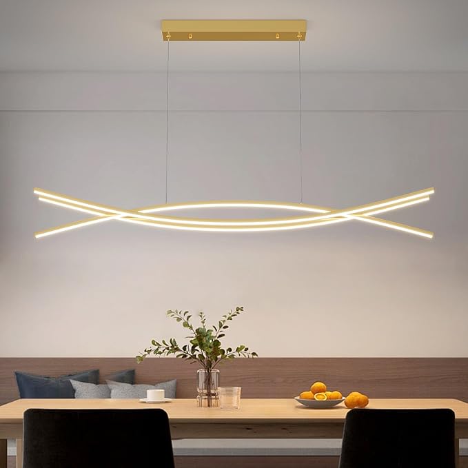 Modern Chandelier with 1%-100% Dimmable, Suitable for Dining Room, Bedroom and Living Room(Gold)-Ruum Studio Home