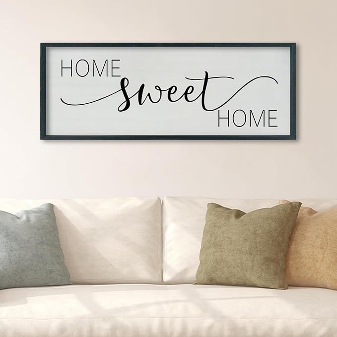 SRSZHIYUE Home Sweet Home Sign 40"x15" for Farmhouse Rustic Large Family Living Room Over Couch Modern Horizontal Wall Decor, Wood Framed Plaques Art Decorative (Black)-Ruum Studio Home