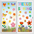 Set of 93 PCS Hello Spring Summer Window Cling Sticker Daisy, Sunflower, Birds, and Butterfly Window Stickers, Spring and Summer Decor, Home, Shop, Party Window Glass Display Stickers-Ruum Studio Home