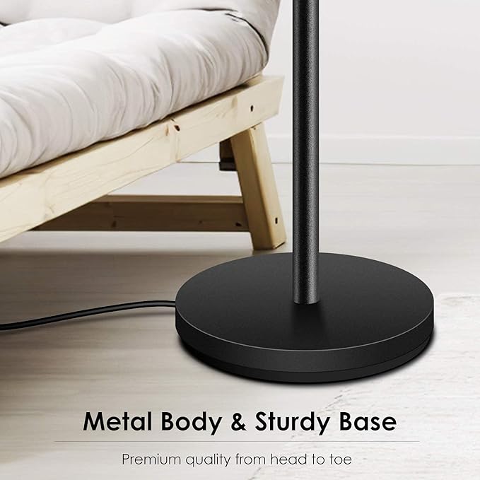 BoostArea Torchiere Floor Lamp, 30W Super Bright LED Standing Lamp, Stepless Dimmable Pole Lamp with 3000K Lighting, Rotary Switch, 70 Inch Tall Metal Modern Floor Lamps for Living Room/Bedroom Black-Ruum Studio Home