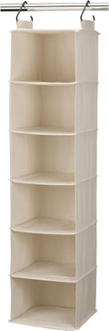 Household Essentials Cedarline 6-Shelf Hanging Closet Organizer, Heavy-Duty Cotton Canvas, Breathable, Versatile, Compact, Perfect for Rod or Wire Closets, Natural-Ruum Studio Home