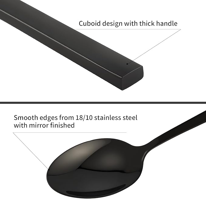 Stainless Steel Flatware Set Hand Forged 18/10 Silverware Set Mirror Black Cutlery Set with Cuboid Handle Matte Finished 20 Pieces Home Event Use Wedding Housewarming Gift Service for 4-Ruum Studio Home