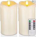 Homemory Dripping Wax Flameless Candles, Battery Operated Candles with Remote Control and Timers, LED Pillar Candles, Electric Fake Candles, 3" x 6", Set of 2-Ruum Studio Home