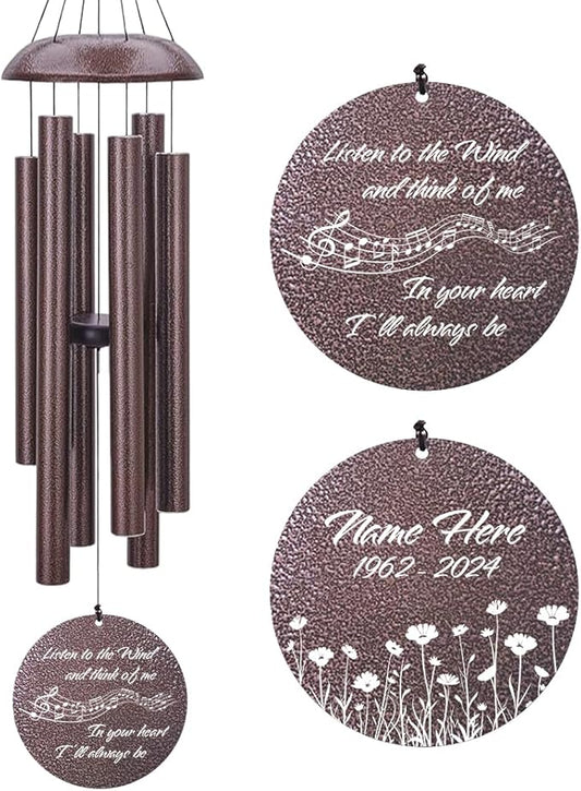 Personalized Sympathy Wind Chime, Memorial Wind Chimes for Loss of Loved One, Bereavement in Memory Wind Chimes, Sympathy Gifts in Memory of Father, Mother or a Loved One-Ruum Studio Home