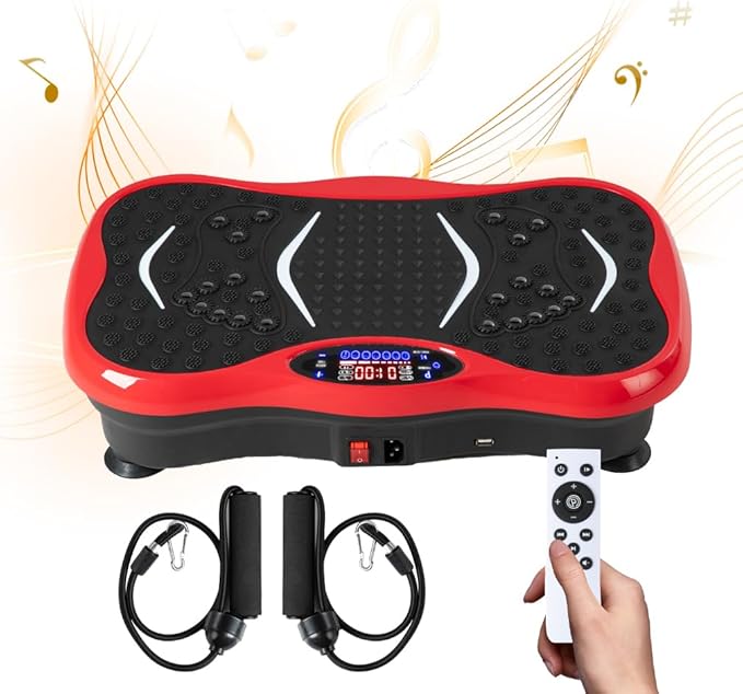 Vibration Plate Exercise Machine for Whole Body Workout - Home Fitness Vibrating Platform with Resistance Bands - Improve Circulation, Muscle Tone & Bone Density - Supports Up to 330 lbs-Ruum Studio Home