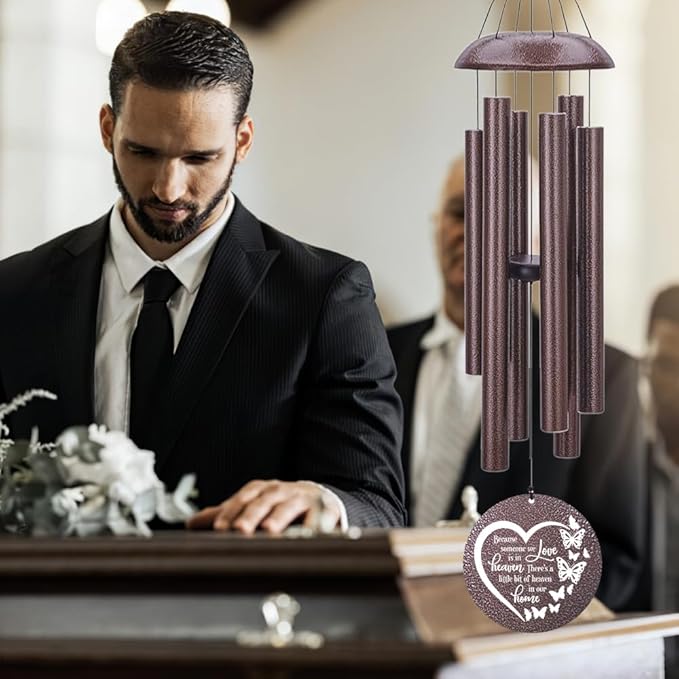 45inch Personalized Wind Chimes, Metal Memorial Wind Chimes, Heart Butterfly Wind Chime for Loss of Loved Dad/Mom, Sympathy Memorial Gifts Wind Chime Deep Tone Outdoor Decorations-Ruum Studio Home