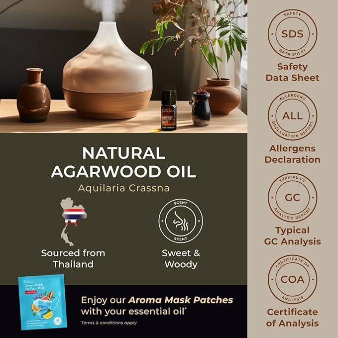 Gya Labs Agarwood Essential Oils for Diffusers - 0.34 Fl Oz - 100% Pure Natural Agarwood Oils for Skin, Massage Candle Making Scent-Ruum Studio Home