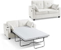 Pull Out Sofa Bed, Full Size Sleeper Sofa, 2-in-1 Convertible Corduroy Couch with USB Charging, Memory Form Couch for Living Room, Apartment and Small Space (Beige, Chenille - Full Size)-Ruum Studio Home