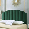 24KF Jade Velvet Tufted Queen Upholstered Headboard, Modern Vertical Channel Design California Queen/Full Headboard with Stepped Silhouette Top Edge,Jade-Ruum Studio Home