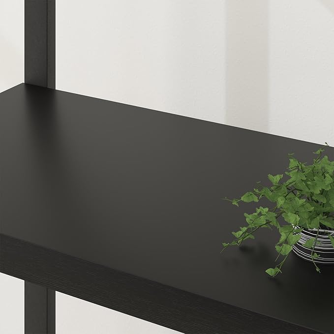 LVB 6 Tier Tall Black Bookshelf, Modern Large Wide Book Rack Storage, Industrial Wood Metal Etagere 6 Shelf Bookcase, Farmhouse Open Display Book Shelf Organizer for Bedroom Living Room Office, Black-Ruum Studio Home