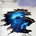 Quanhaigou 3D Wall Decals Stickers Wall Murals Wallpaper Decor for Home Floor Living Room (Blue Dolphin)-Ruum Studio Home
