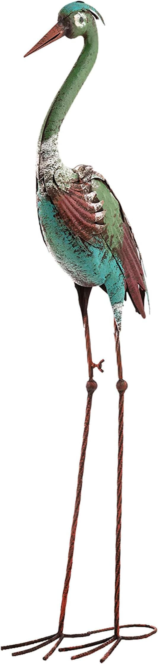 Alpine Corporation 40" Tall Outdoor Rustic Metal Crane Statue Yard Art Decoration-Ruum Studio Home