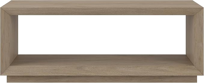 Henn&Hart 48" Rectangular Coffee Table with Open Storage Shelf for Living Room, Family Room, or Office, Antiqued Gray Oak-Ruum Studio Home