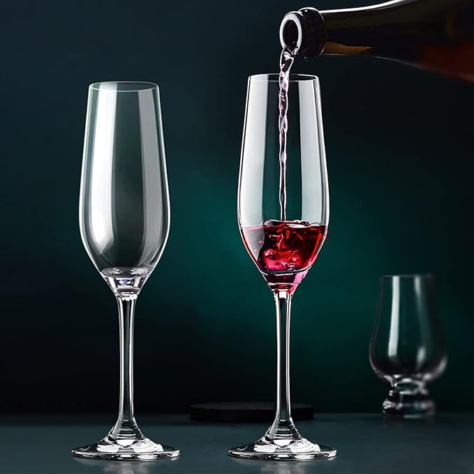 6 oz Champagne Flutes Glass, Wine Flutes Set of 12, for Champagne, Wine, High-End Banquets, Parties, Bars, Weddings, Gifts (12pcs)-Ruum Studio Home