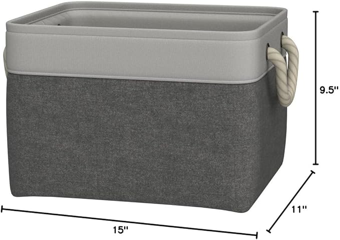 Bidtakay Baskets Set of 3 Storage Baskets for Organizing Large Fabric Storage Bins for Shelves Decorative Canvas Bins Collapsible Empty Baskets for Closet,Nursery,Clothes,Toys,Shoes(White&Grey)-Ruum Studio Home