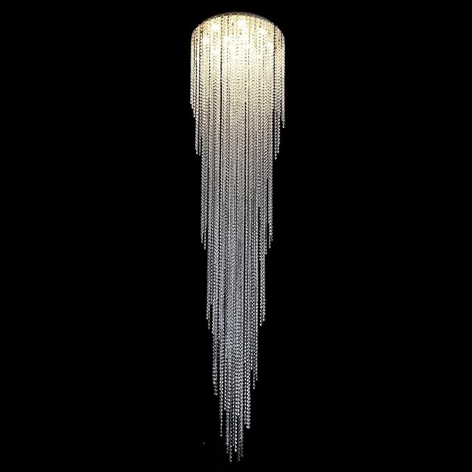 Flashing God H102'' High Ceiling Chandeliers for Entryway Modern Crystal Chandelier Large Foyer Chandeliers Modern Raindrop Chandelier for Villa Staircase,Pendant Light Fixtures-Ruum Studio Home