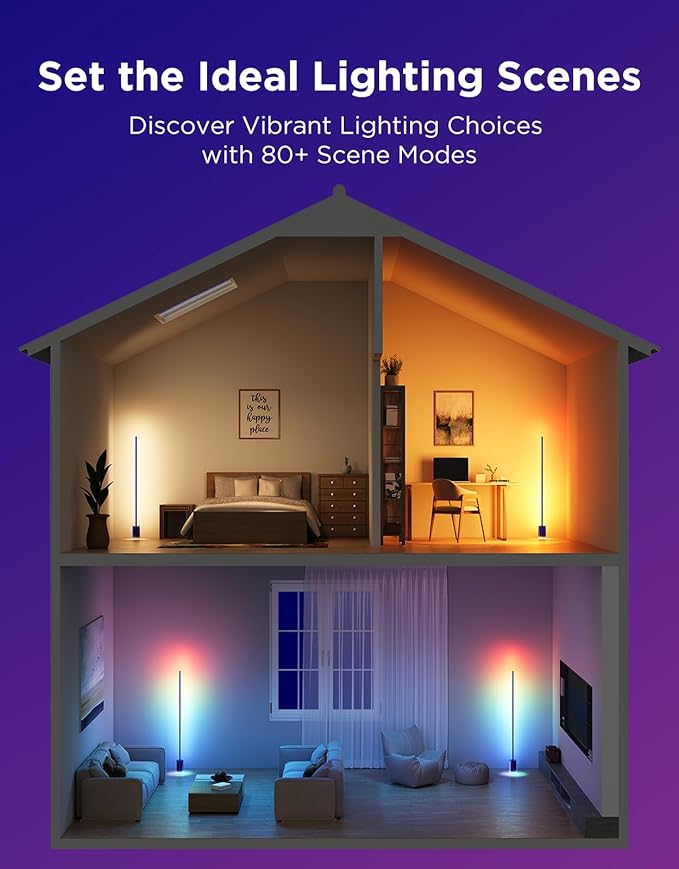 Govee Floor Lamp 2 with Matter, RGBIC, Warm Cool White LED, Alexa Compatible, 1725lm, Music Sync, Scene Modes, Smart Floor Lamp for Living Room, Bedroom, Blue(1 Pack)-Ruum Studio Home