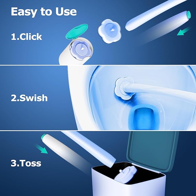 Disposable Toilet Brush: Toilet Bowl Brush and Holder Set with 40 Wand Refills, Upgraded Handle, 2X Cleaners, Toilet Cleaning System with Storage Caddy for Sink, Bathtub, Floor, Drain (Green)-Ruum Studio Home