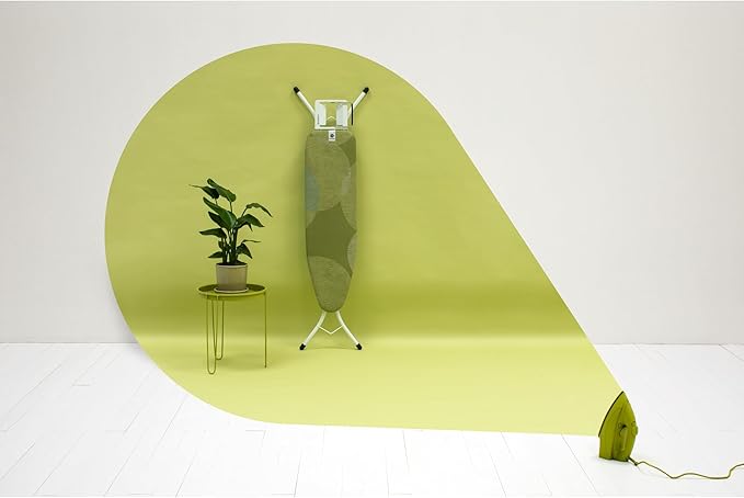 Brabantia Size A Compact Small Ironing Board (43x12 in) 7 Height Options, Adjustable Steam Iron Rest Holder (Calm Rustle) Non-Slip Feet, Anti-Collapse Child Locks-Ruum Studio Home
