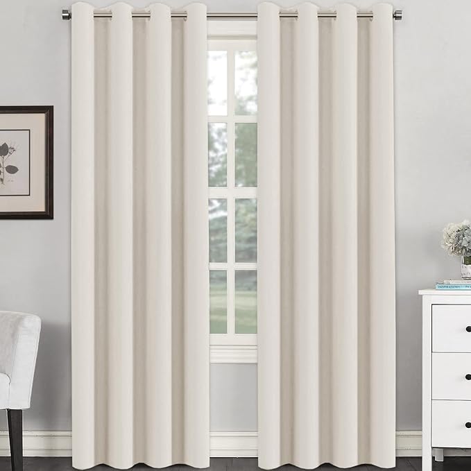H.VERSAILTEX Room Darkening Curtains for Living Room Light Reducing Thermal Insulated Window Treatment Panels/Drapes Grommet Top 2 Panels (Ivory - 52 x 108 Inches)-Ruum Studio Home