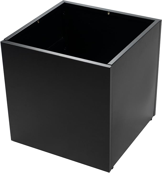 Kozyard 20'' Cube Metal Planter Steel Planter Box Black Steel Flower Pot with Saucer Partition Panel for Trees Plants Flowers Indoor Outdoor Garden Patio Deck Yard-Ruum Studio Home