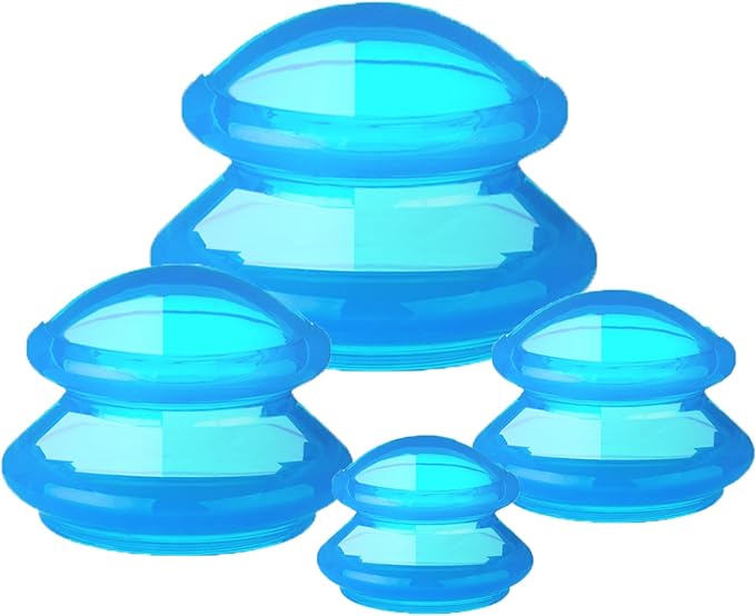 4 Pcs Cupping Therapy Professional Silicone Cupping Set,Suitable for Body Massage/Deep Myofascial Release/Pain Relief/Muscle Relaxation & More (Blue,4pcs)-Ruum Studio Home