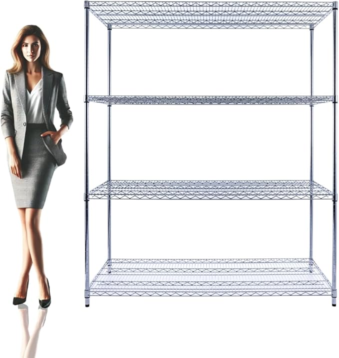 60"x24"x72" PREMIUM METAL STEEL 4-Tier Wire Shelving NSF 3200 LBS MAX Capacity Heavy Duty Storage Rack for Hospitals, Schools, Commercial Spaces, and Garages w/PREMIUM Wheels-Ruum Studio Home