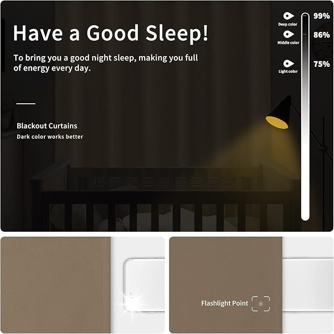 Easy-Going Blackout Curtains for Bedroom, Solid Thermal Insulated Grommet and Noise Reduction Window Drapes, Room Darkening Curtains for Living Room, 2 Panels (34x45 in, Camel)-Ruum Studio Home