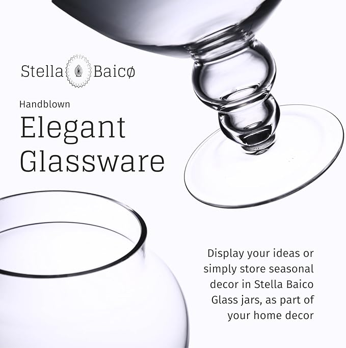 Large Glass Apothecary Jars with Lid, Clear Glass Candy Jar for Candy Buffet, Decorative Glass Jar for Party, Wedding and Home Decor, Elegant Glass Candy Canister (Height: 15", Diameter: 6.3")-Ruum Studio Home