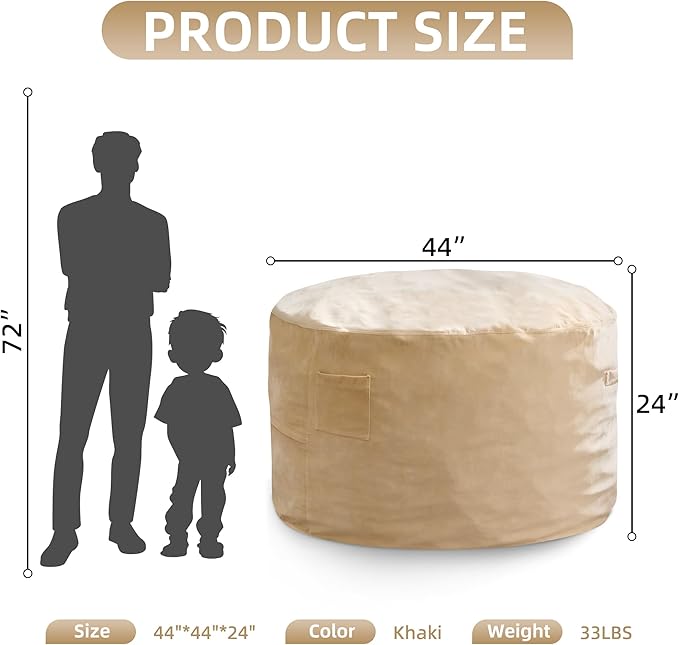 Hobestluk 4FT Bean Bag Chair Giant Bean Bag Chairs for Adults Large Bean Chairs with Removable Cover, Beanbag Chair with Filler, Adult Bean Bag Chairs for Living Room, Bedroom-Ruum Studio Home
