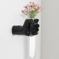 Black Wall Sculptures, Hand Vases Home Decor, Wall Mount Art Sculpture, Unique Wall Art Statue, Funky Flower Vase Decorations, Modern Eclectic Hanging Decor,Glass Test Tube Vase-Ruum Studio Home
