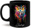 Personalized Name Owl Animal Coffee Mug, Custom Owl Black Cup, Gift For Men Women, Unique Colorful Owl Mug, Animal Cup For Owl Lovers, Customized Owl Ceramic Mug 11oz 15oz, Owl Cup-Ruum Studio Home